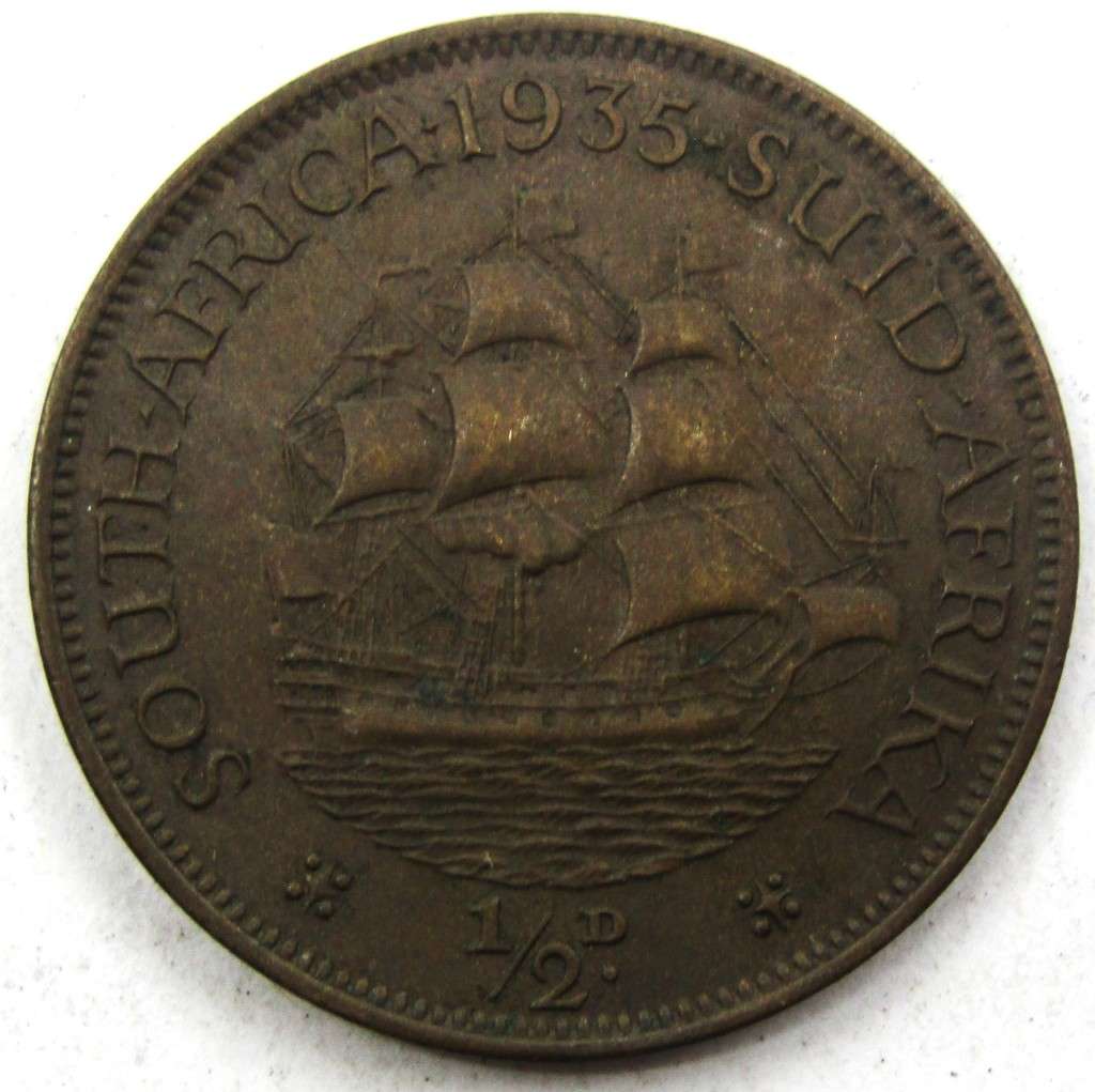 1935 Union of South Africa  Penny and 1/2  Penny