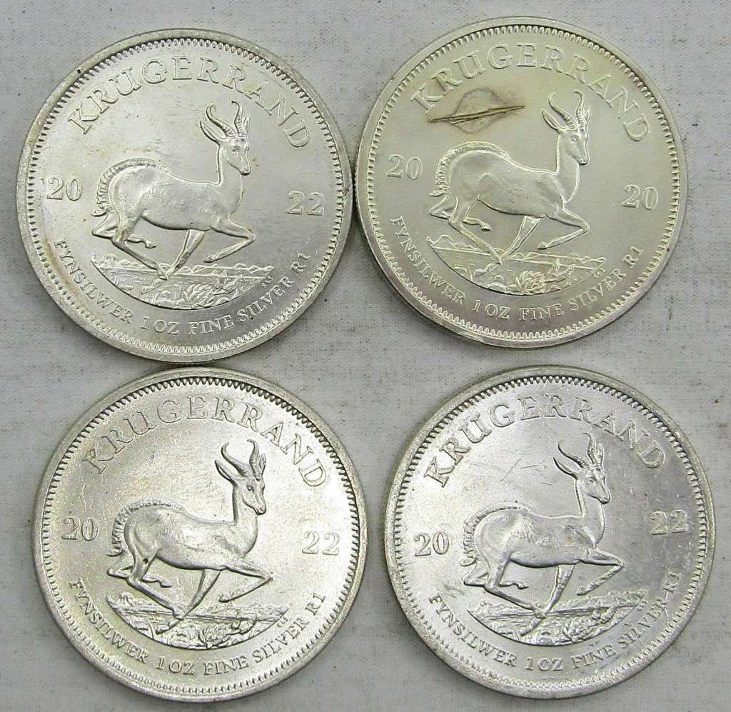 4 x 1 Ounce Silver Kruger Rands 3x2022,1 x2020-Bid is for all 4