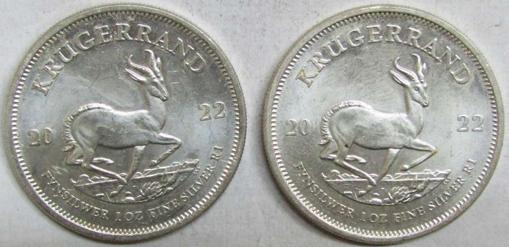 4 x 1 Ounce Silver Kruger Rands 3x2022,1 x2020-Bid is for all 4