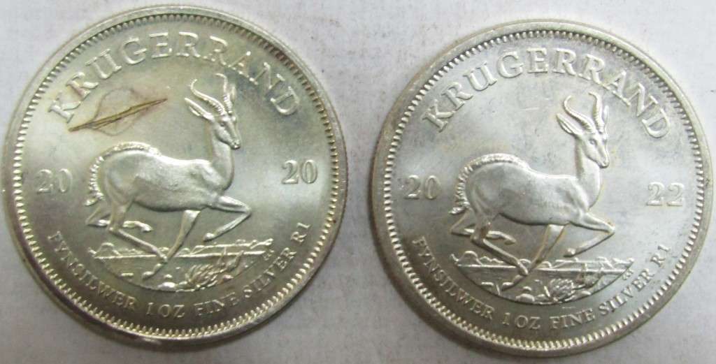 4 x 1 Ounce Silver Kruger Rands 3x2022,1 x2020-Bid is for all 4