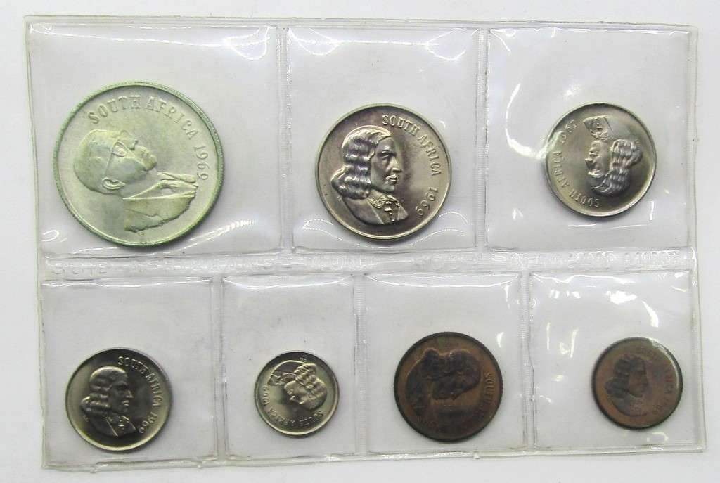 7X 1969 Republic of South Africa Mint  Set with SILVER RAND  unopened ENGLISH LEGEND