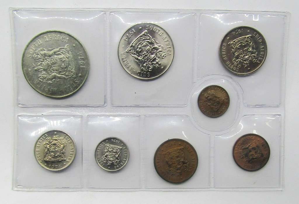 2x1974 Republic of South Africa Mint  Sets with SILVER RAND  unopened as issued
