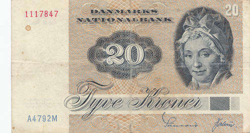 Denmark 20 Kroner P.49a   A4792M     F+/VF