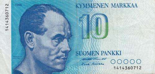 Finland 10 Markka 1984 P113.  VF+/EF