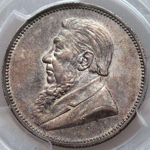 RESERVED for johan van rensburg 1893 2 Shillings PCGS graded AU58!!! 2nd finest known at PCGS!!!