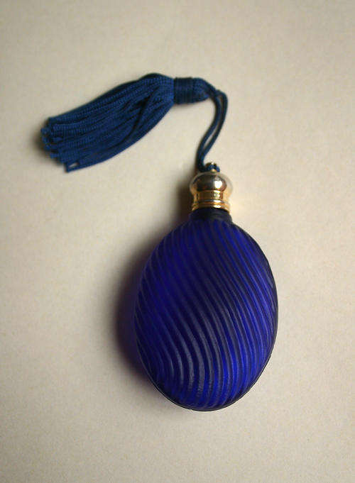 Mini blue glass purse perfume bottle