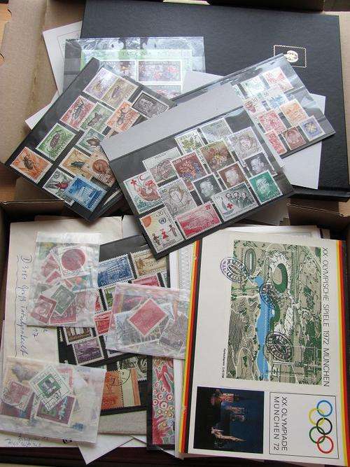 BOX - Lot of Stamps with Album, Europe & World & more ...