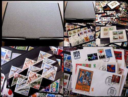 Box Lot - World used STAMPS LOT covers as shown- unsorted stamps Lot on many black