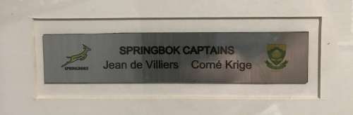 Rugby Jersey Sevens Framed Signed by Springbok Captains Jean de Villiers and Corné Krige