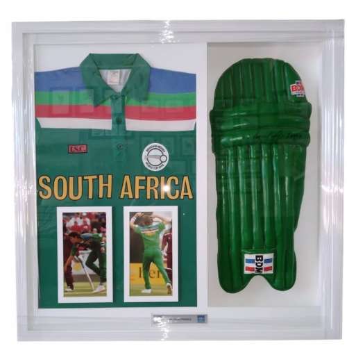 Cricket Frame SA With Match Worn Pad Signed By Meyrick Pringle