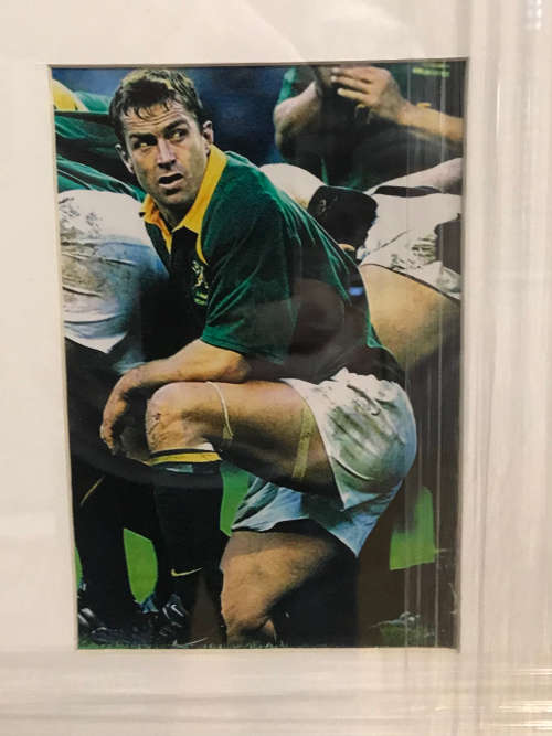 Rugby Jersey Sevens Framed Signed by Springbok Captains Jean de Villiers and Corné Krige