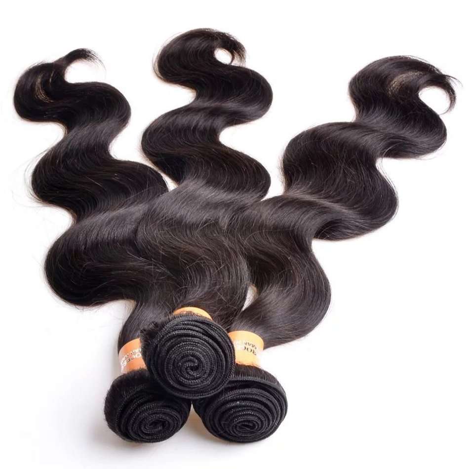 Indian hair body wave 100% Human Hair Natural Black Body Wave for 3  bundle