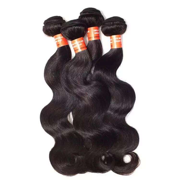 Indian hair body wave 100% Human Hair Natural Black Body Wave for 3  bundle