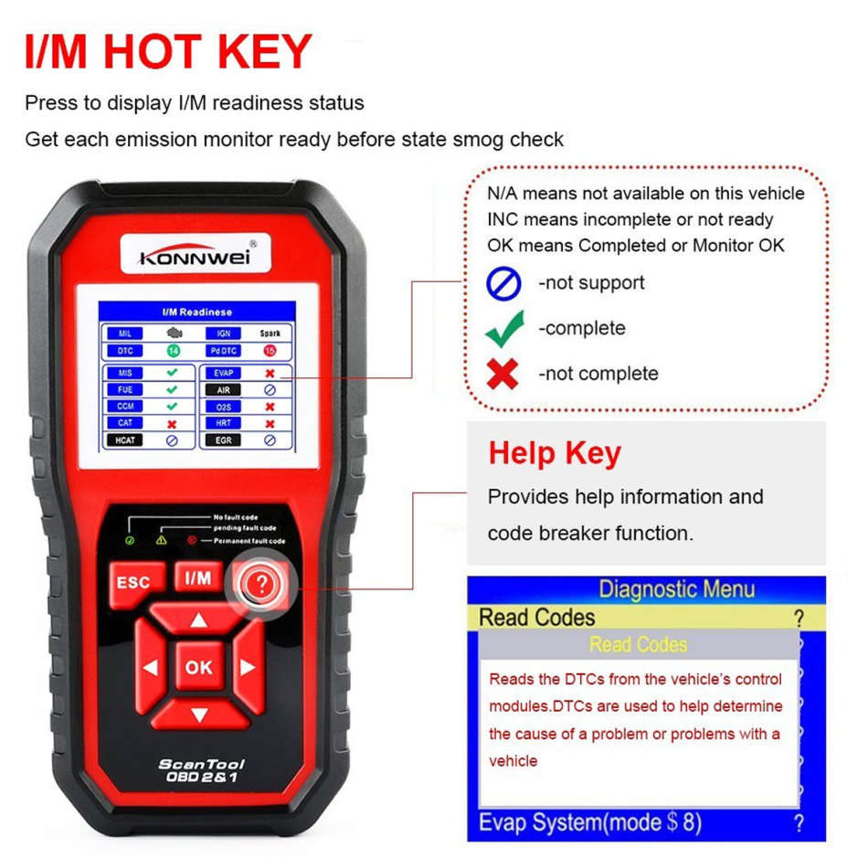 KONNWEI KW850 OBD2 Scanner Car Engine Fault Code Reader Automotive Scan Diagnostic Tool