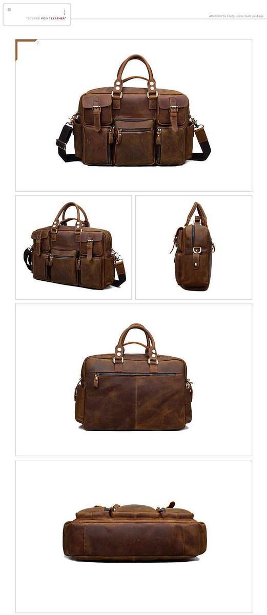 Large brown Leather bag for men messenger bag shoulder bag mens Laptop Bag