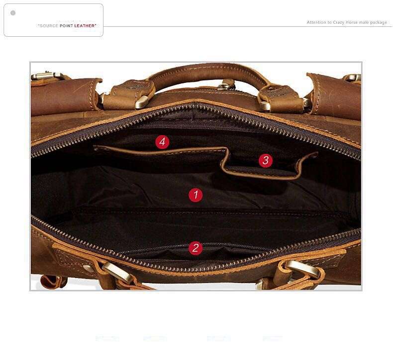 Large brown Leather bag for men messenger bag shoulder bag mens Laptop Bag