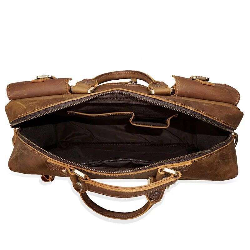 Large brown Leather bag for men messenger bag shoulder bag mens Laptop Bag