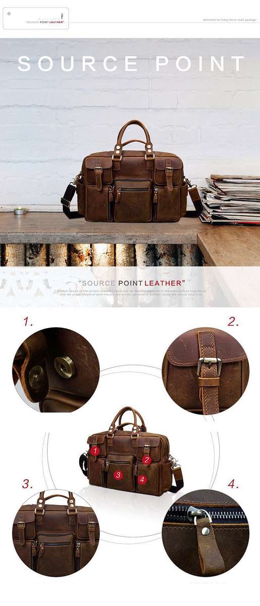 Large brown Leather bag for men messenger bag shoulder bag mens Laptop Bag