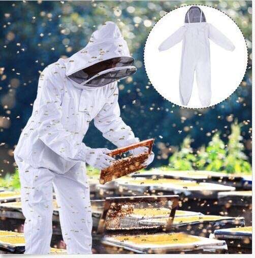 Professional beekeeper coveralls beekeeping protective clothing(white)