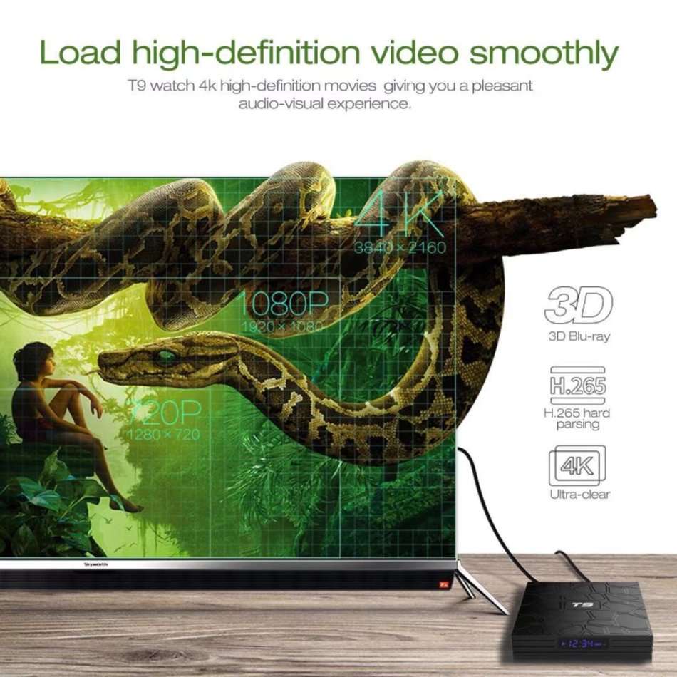 2018 Model ABOX T9 HD Network Set-top Box RK3328 Bluetooth 4G Memory 32G Android 8.1 USB3.0 TV Box w