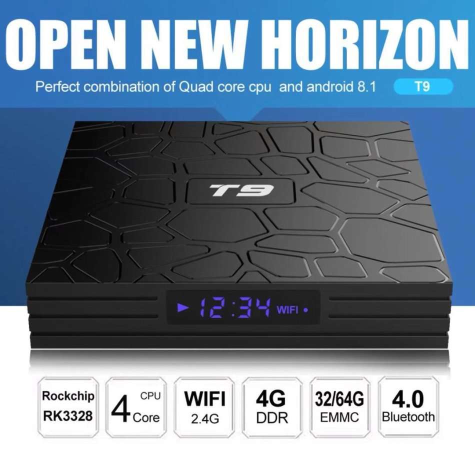 2018 Model ABOX T9 HD Network Set-top Box RK3328 Bluetooth 4G Memory 32G Android 8.1 USB3.0 TV Box w