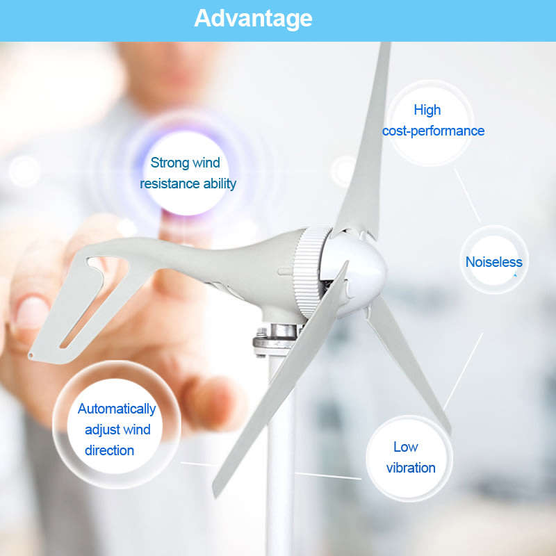 12V/24V 400W 3 Blades Wind Turbine Generator White + Wind Controller