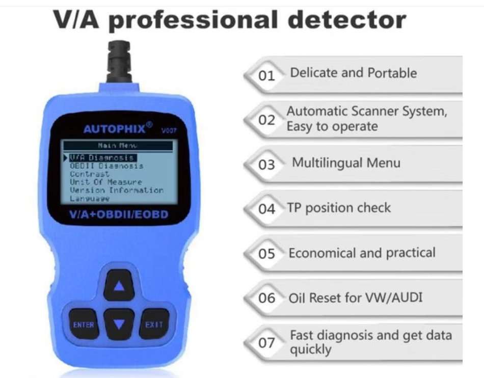 AUTOPHIX V007 Code Reader Diagnostic Scanner Oil Reset TP Position Check Brake Pad Res