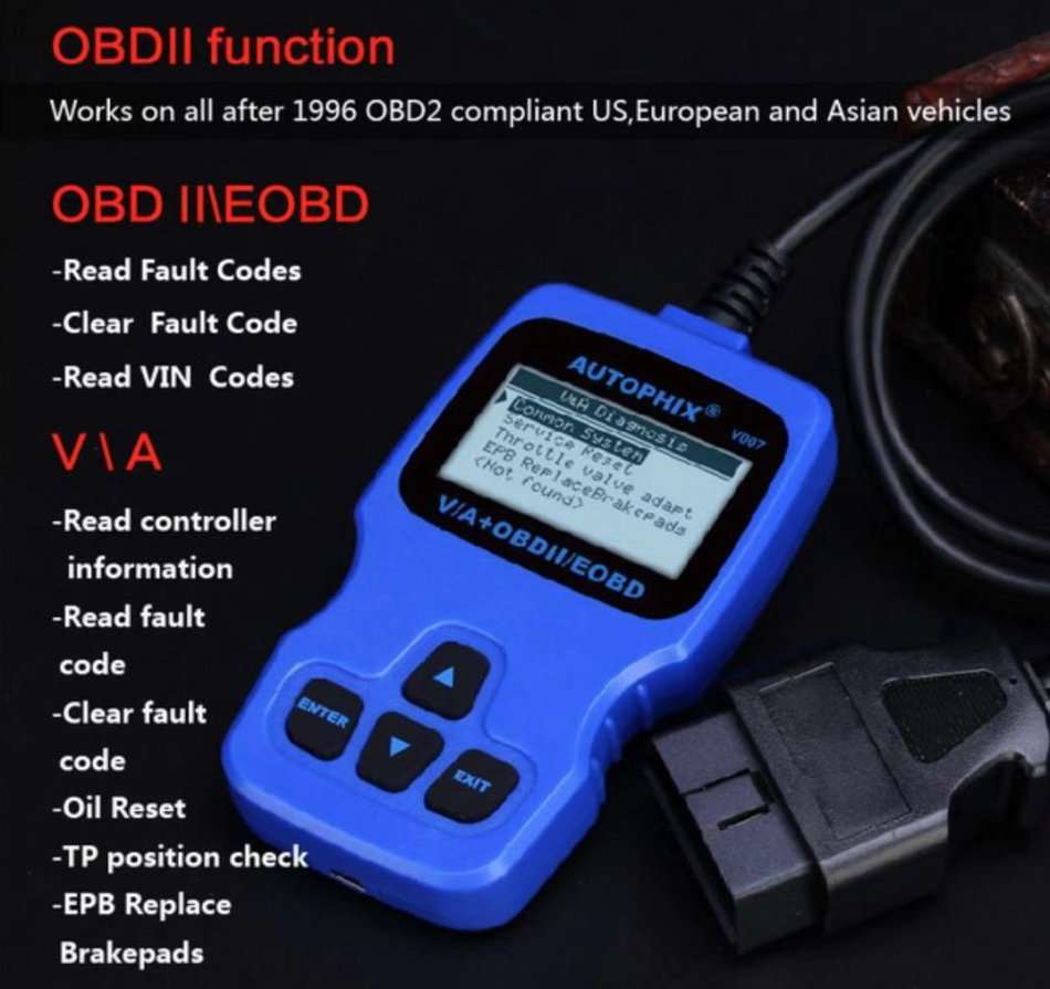 AUTOPHIX V007 Code Reader Diagnostic Scanner Oil Reset TP Position Check Brake Pad Res