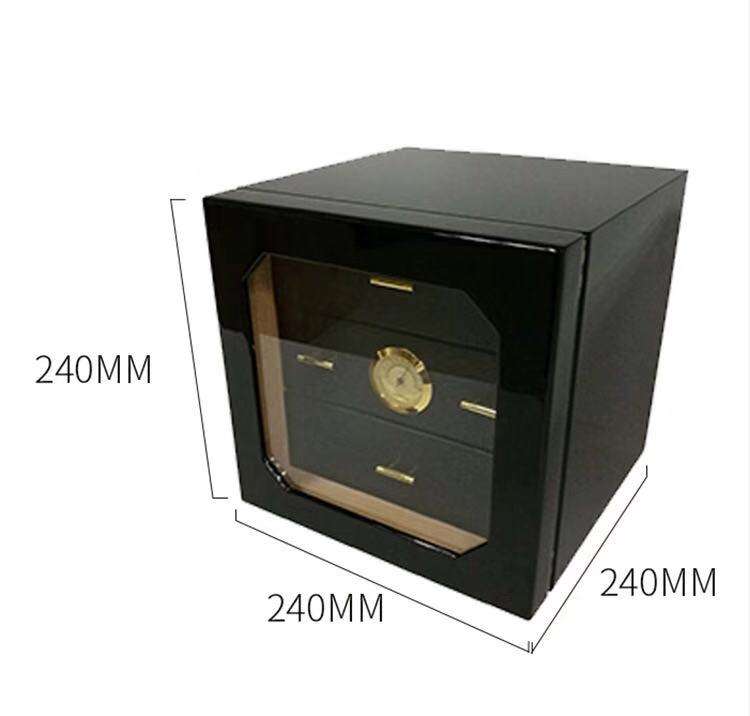 COHIBA luxury cedar large capacity black high gloss finish cigar cabinet humidor storage box with 3