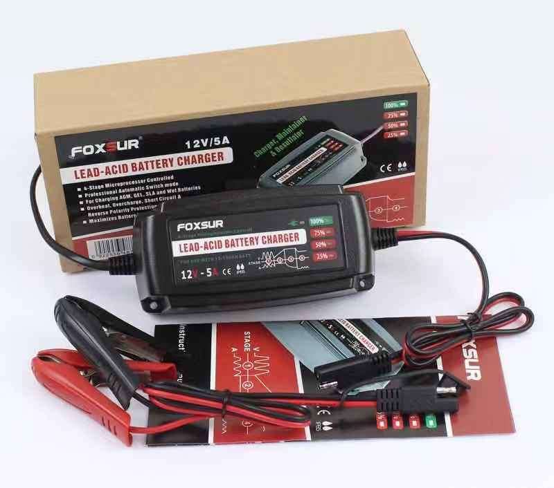 Car Battery Charger Smart Repair 12V5A 4-Stage Waterproof Battery Charger
