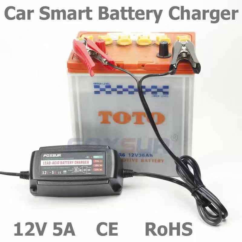 Car Battery Charger Smart Repair 12V5A 4-Stage Waterproof Battery Charger