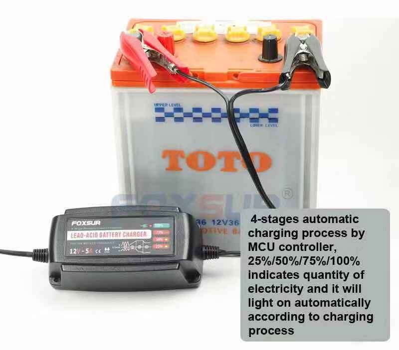 Car Battery Charger Smart Repair 12V5A 4-Stage Waterproof Battery Charger