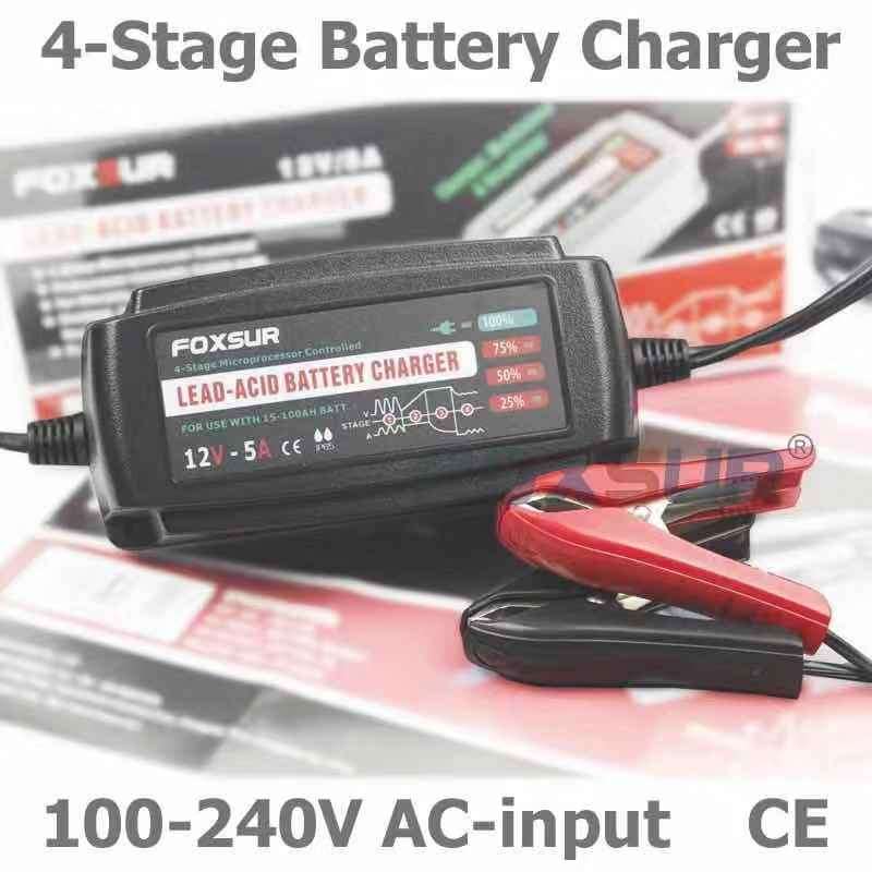 Car Battery Charger Smart Repair 12V5A 4-Stage Waterproof Battery Charger