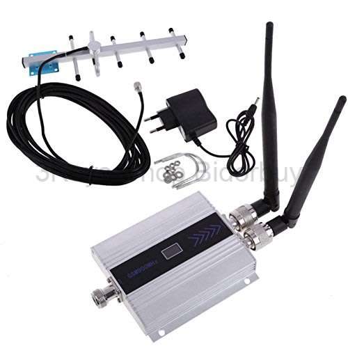 LCD GSM 900MHz Cell Phone Signal Repeater Booster Amplifier + Indoor dual antenna Super strong signa
