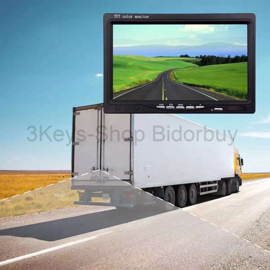 Wireless Backup Camera Monitor Kit - 7 inch HD LCD TFT Monitor + Built-in Wireless Antenna 12V 24V B
