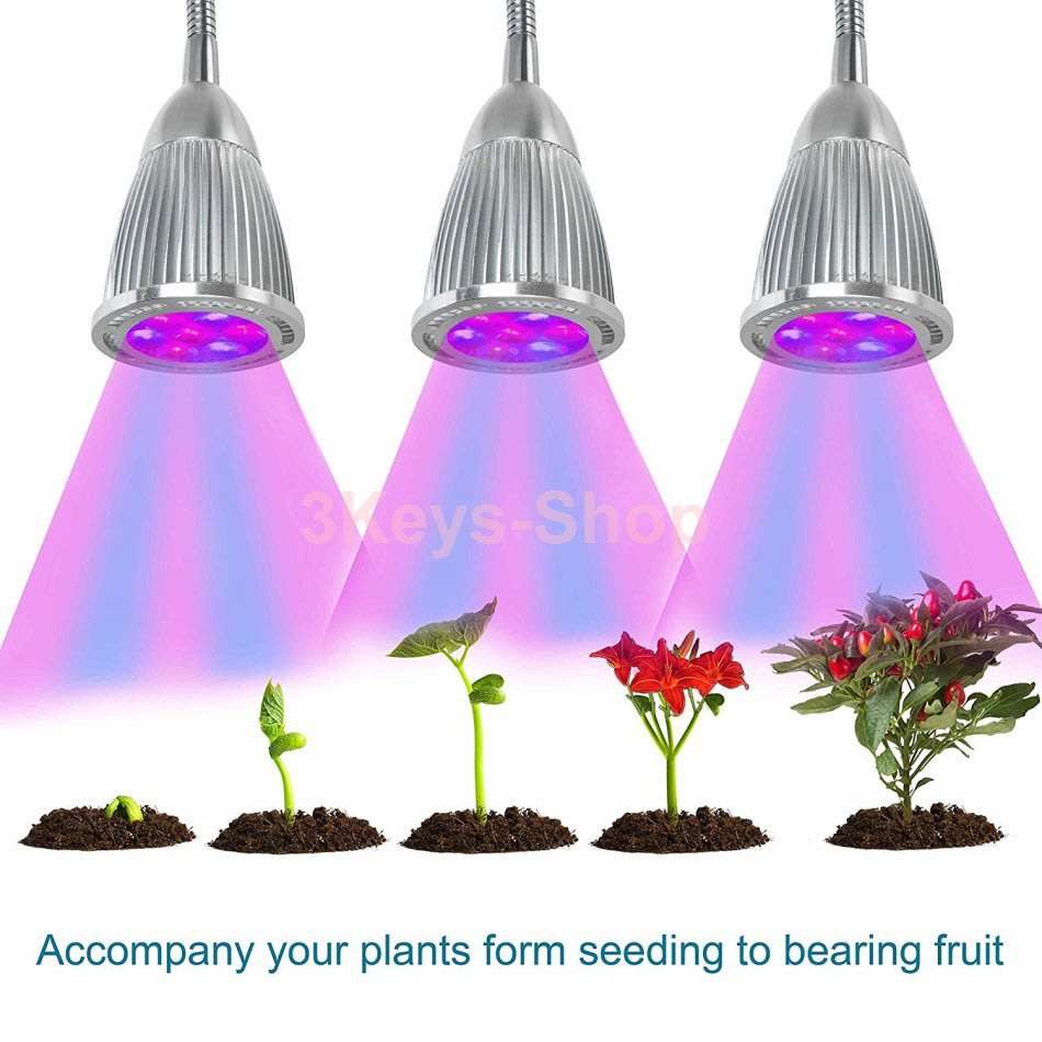 Plant Grows Lamp, 15W Plant Growing Desk Lights Triple Heads LED Full Spectrum Vegetation L