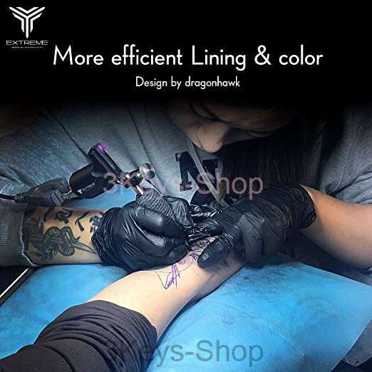 Dragonhawk Extreme Rotary Tattoo Machine Carbon Steel Machine for Tattoo Artists (Black)