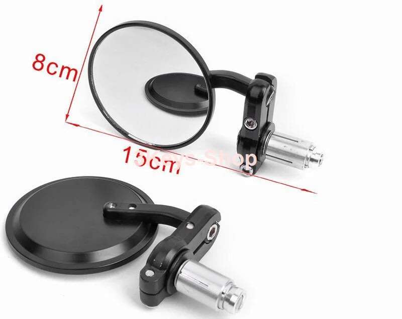 Universal Motorcycle Mirrors - 3" Round Folding Bar End Side Mirror for Honda, Scooter, Suzuki, Yama