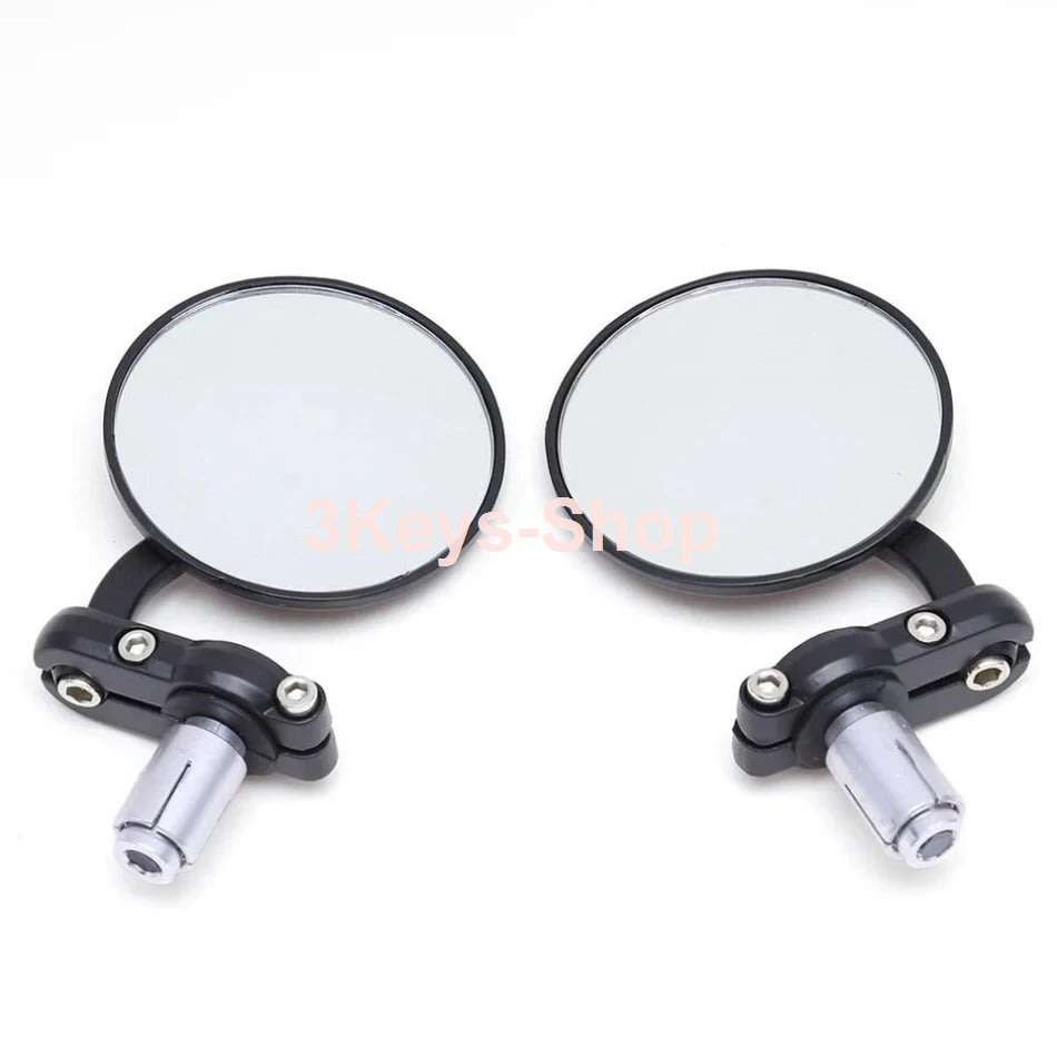 Universal Motorcycle Mirrors - 3" Round Folding Bar End Side Mirror for Honda, Scooter, Suzuki, Yama