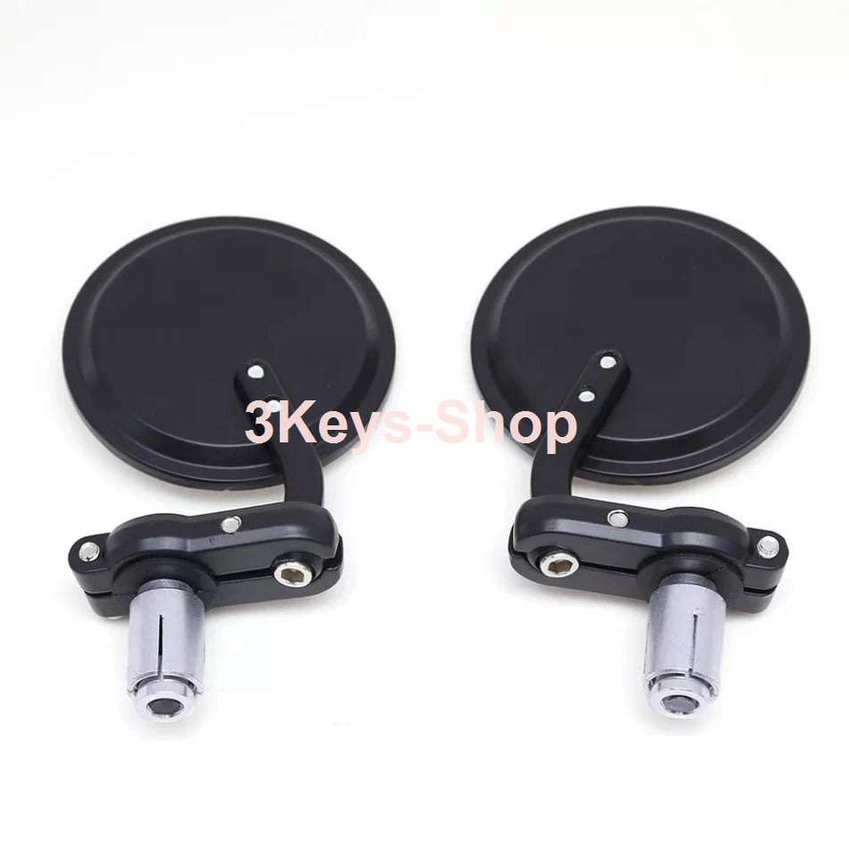 Universal Motorcycle Mirrors - 3" Round Folding Bar End Side Mirror for Honda, Scooter, Suzuki, Yama