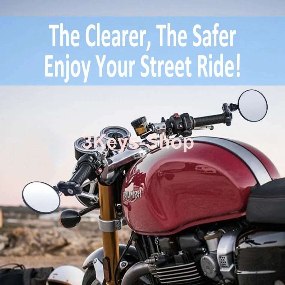 Universal Motorcycle Mirrors - 3" Round Folding Bar End Side Mirror for Honda, Scooter, Suzuki, Yama