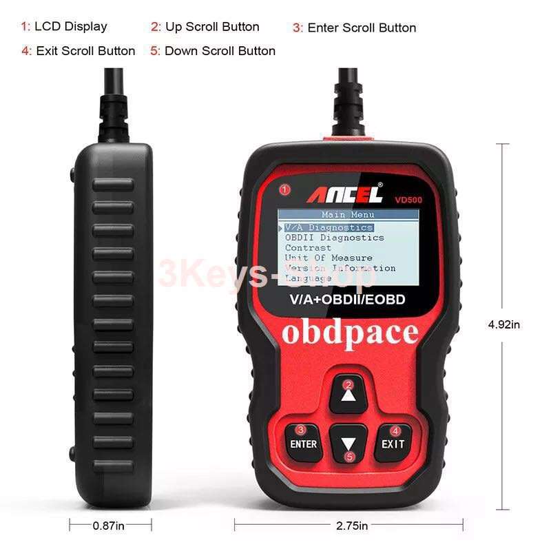 ANCEL VD500 OBD II Diagnostic Scanner for Volkswagen VW Audi Skoda Seat Check Engine Light EPB ABS S