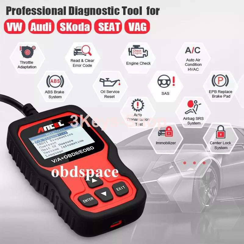 ANCEL VD500 OBD II Diagnostic Scanner for Volkswagen VW Audi Skoda Seat Check Engine Light EPB ABS S
