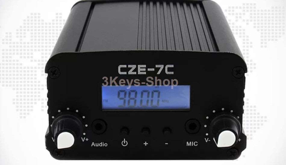 CZH CZE-7C FM 7W Transmitter Mini Radio Stereo Station PLL LCD with Antenna Kit