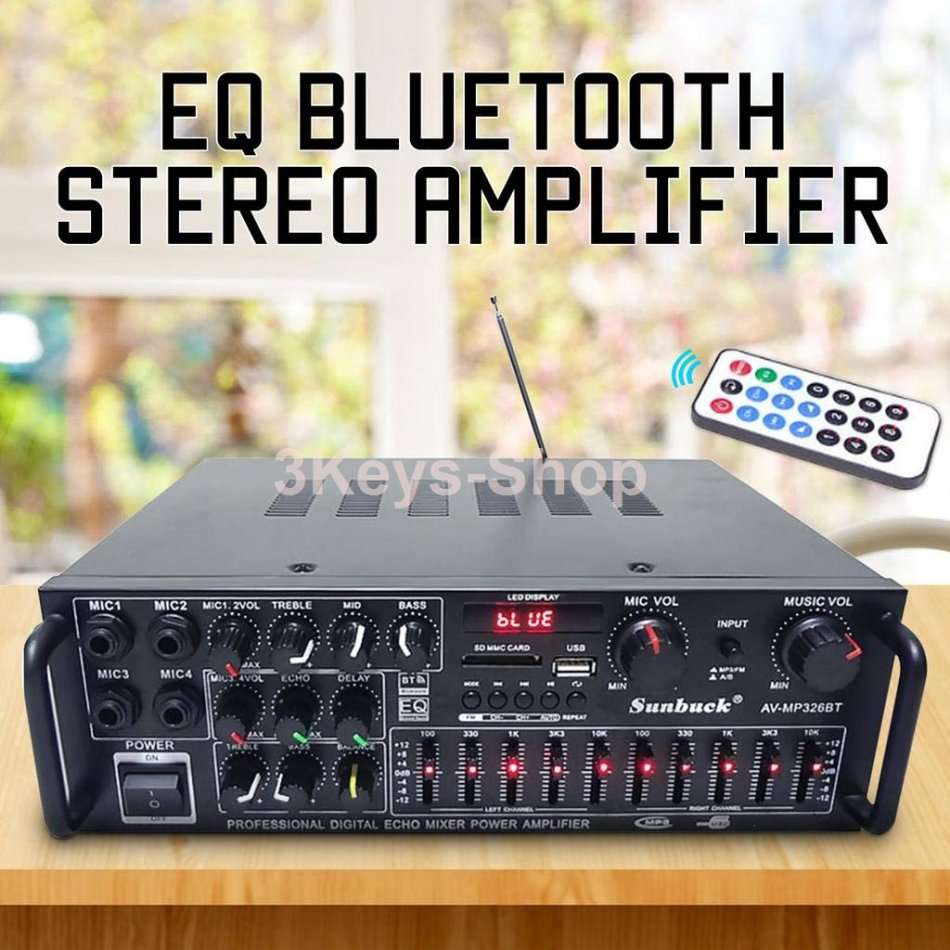 Sunbuck 220V/12V Bluetooth Stereo Amplifier supports USB disk / SD card, car home amplifier