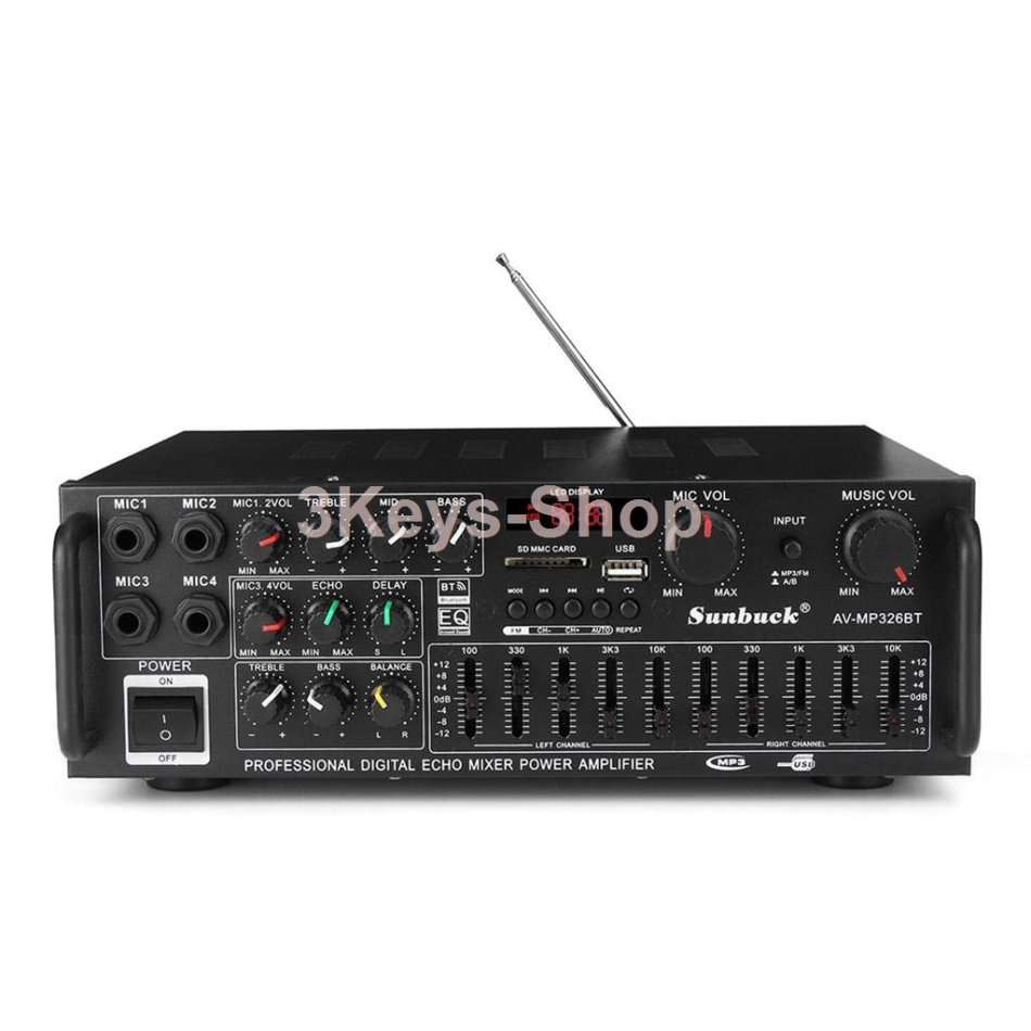 Sunbuck 220V/12V Bluetooth Stereo Amplifier supports USB disk / SD card, car home amplifier