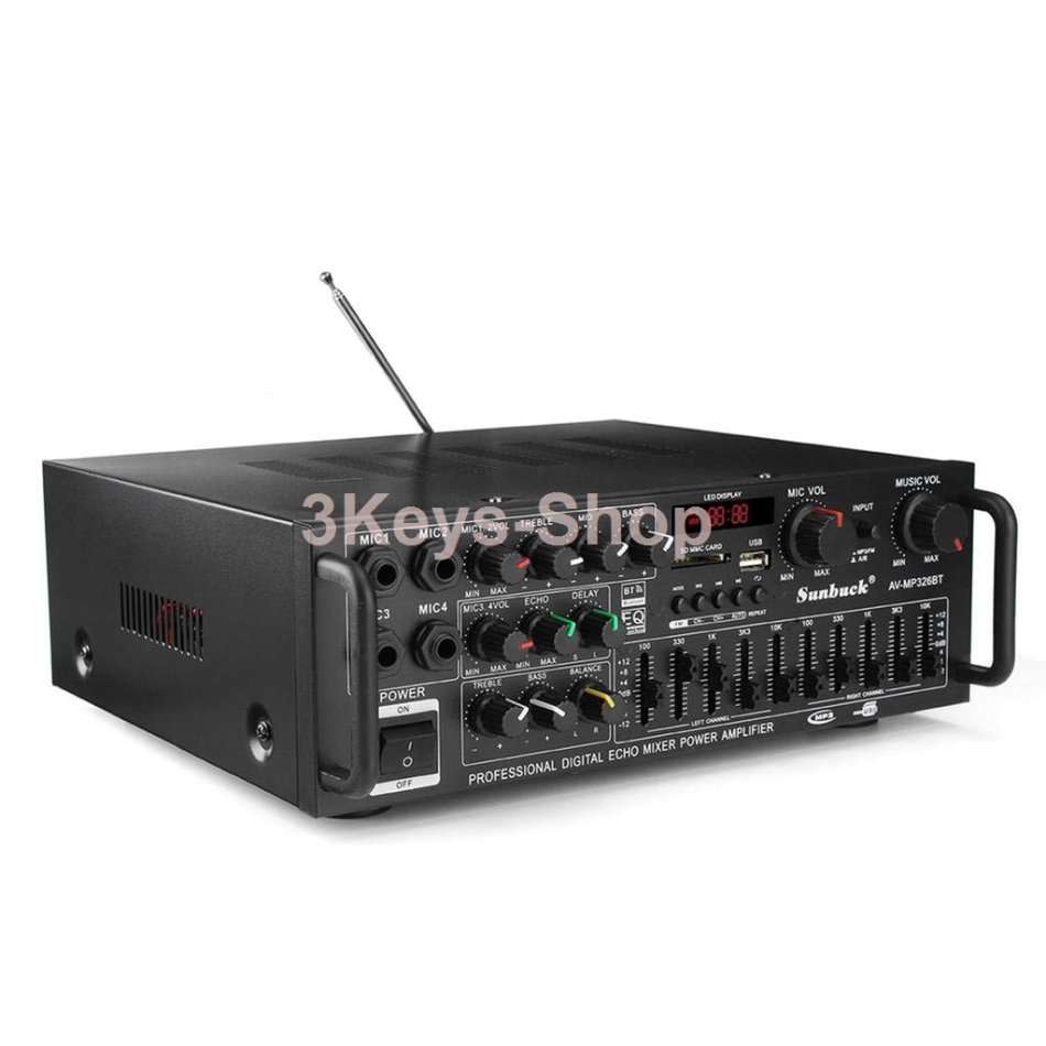 Sunbuck 220V/12V Bluetooth Stereo Amplifier supports USB disk / SD card, car home amplifier