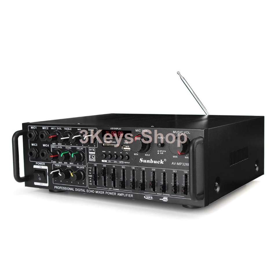 Sunbuck 220V/12V Bluetooth Stereo Amplifier supports USB disk / SD card, car home amplifier