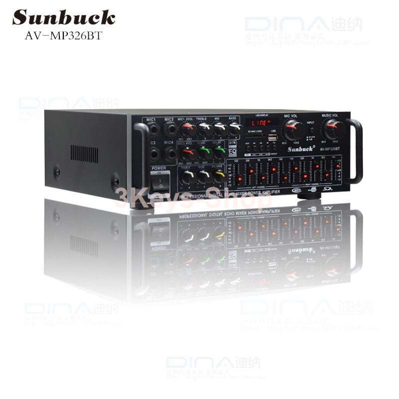 Sunbuck 220V/12V Bluetooth Stereo Amplifier supports USB disk / SD card, car home amplifier