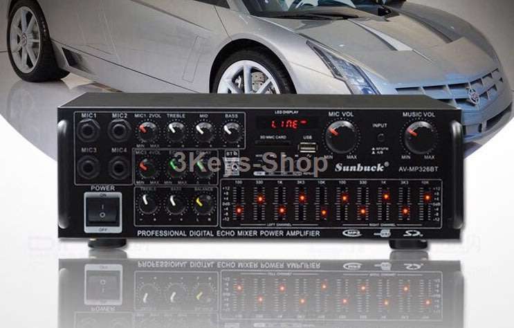 Sunbuck 220V/12V Bluetooth Stereo Amplifier supports USB disk / SD card, car home amplifier